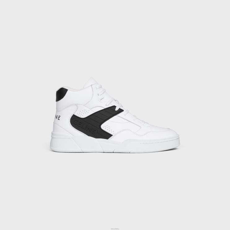 CELINE Optic White/Black Ct-06 High Top Sneaker in Calfskin R0ZNN2049