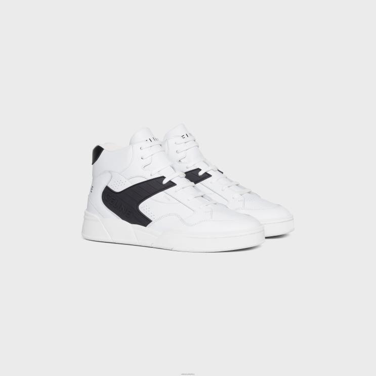 CELINE Optic White/Black Ct-06 High Top Sneaker in Calfskin R0ZNN2049
