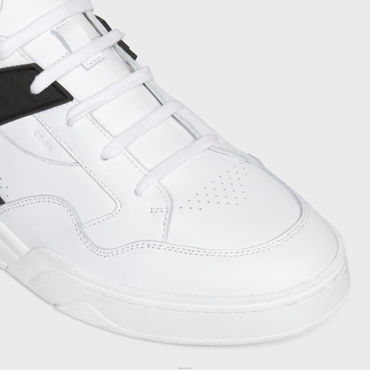 CELINE Optic White/Black Ct-06 High Top Sneaker in Calfskin R0ZNN2049