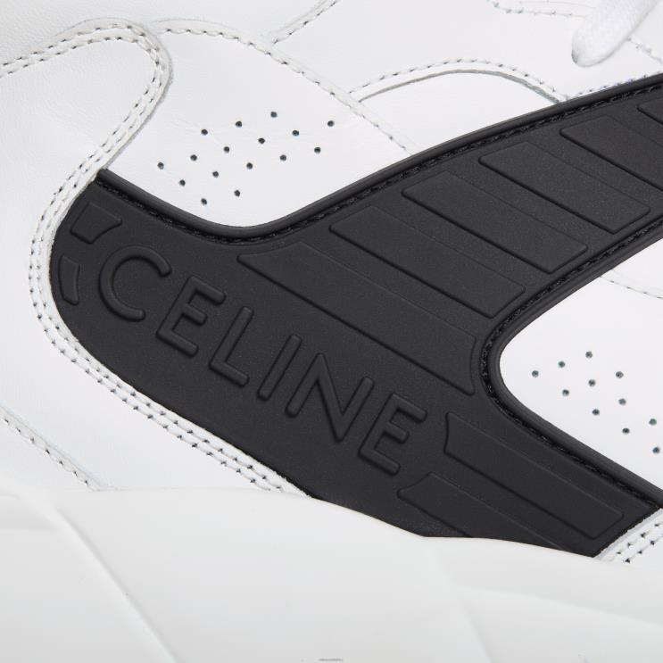 CELINE Optic White/Black Ct-06 High Top Sneaker in Calfskin R0ZNN2049