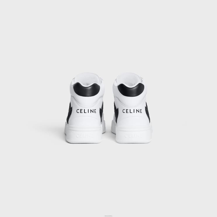 CELINE Optic White/Black Ct-06 High Top Sneaker in Calfskin R0ZNN2049