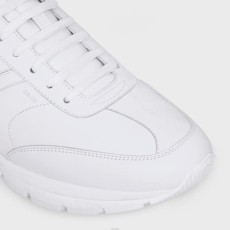 CELINE Optic White/Black Runner Cr-02 Low Lace-Up Sneaker in Calfskin R0ZNN2029