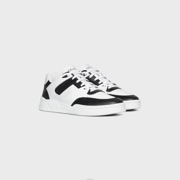 CELINE Optic White/Black Trainer Cr-07 Low Lace-Up Sneaker in Calfskin R0ZNN2044