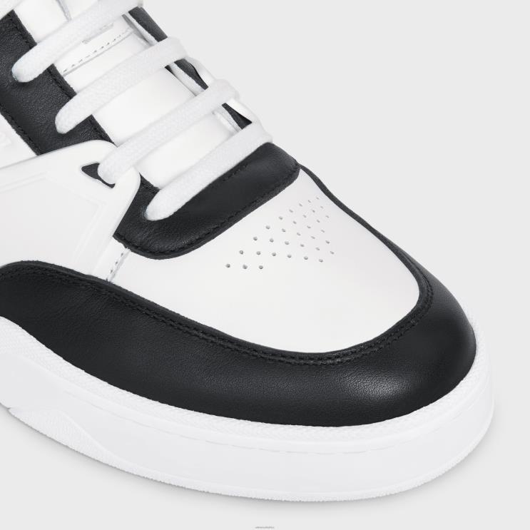CELINE Optic White/Black Trainer Cr-07 Low Lace-Up Sneaker in Calfskin R0ZNN2044