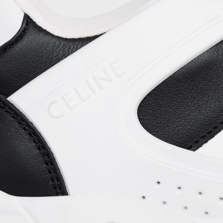 CELINE Optic White/Black Trainer Cr-07 Low Lace-Up Sneaker in Calfskin R0ZNN2044