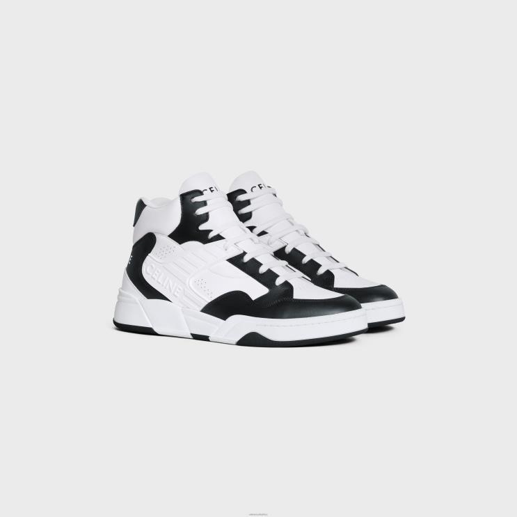 CELINE Optic White/Black Trainer Ct-06 High Top Sneaker in Calfskin R0ZNN2048