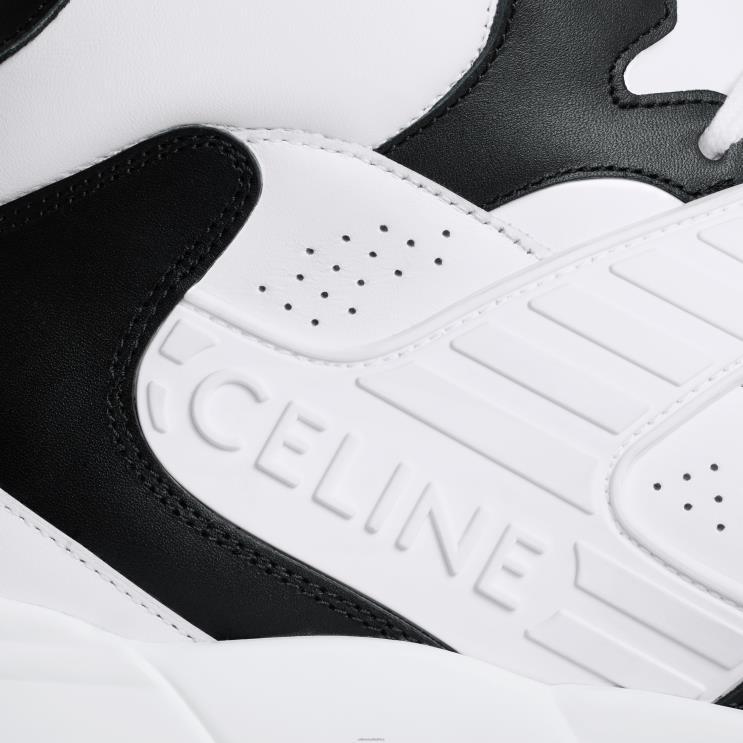 CELINE Optic White/Black Trainer Ct-06 High Top Sneaker in Calfskin R0ZNN2048