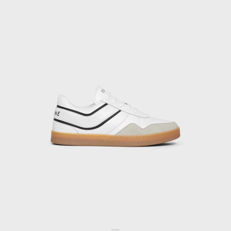 CELINE Optic White/Grey/Black/Beige Trainer Low Lace-Up Sneaker in Suede Calfskin & Calfskin R0ZNN2033