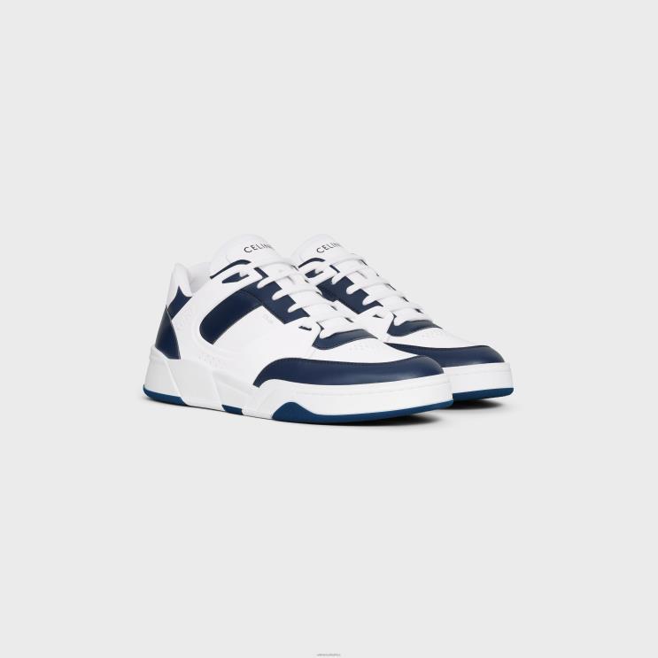CELINE Optic White/Navy Trainer Ct-07 Low Lace-Up Sneaker in Calfskin R0ZNN2032