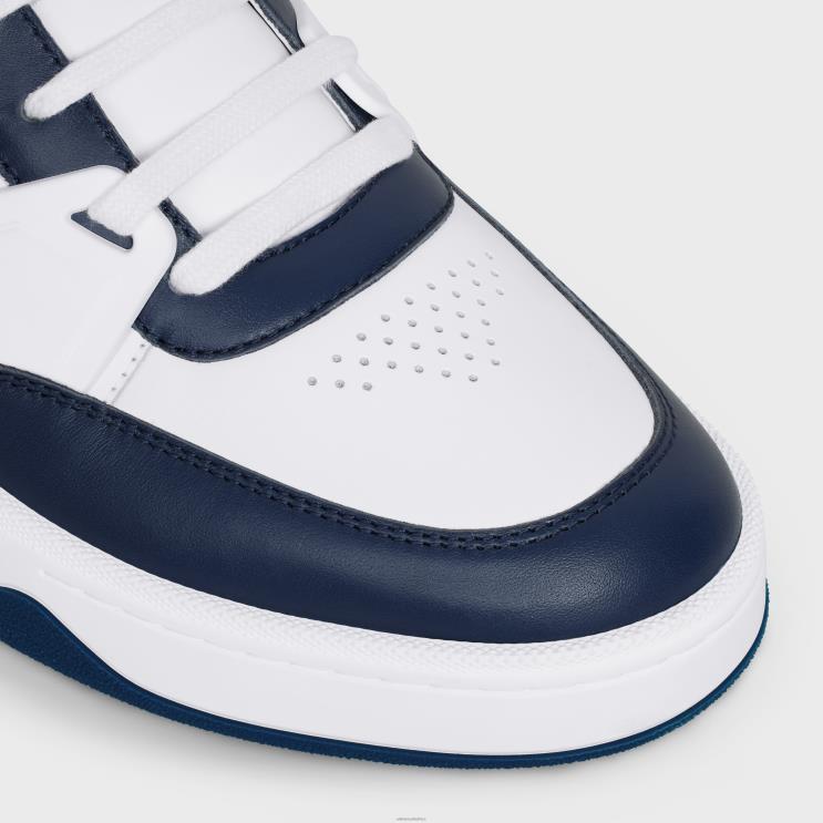 CELINE Optic White/Navy Trainer Ct-07 Low Lace-Up Sneaker in Calfskin R0ZNN2032