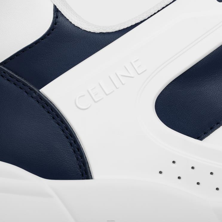 CELINE Optic White/Navy Trainer Ct-07 Low Lace-Up Sneaker in Calfskin R0ZNN2032