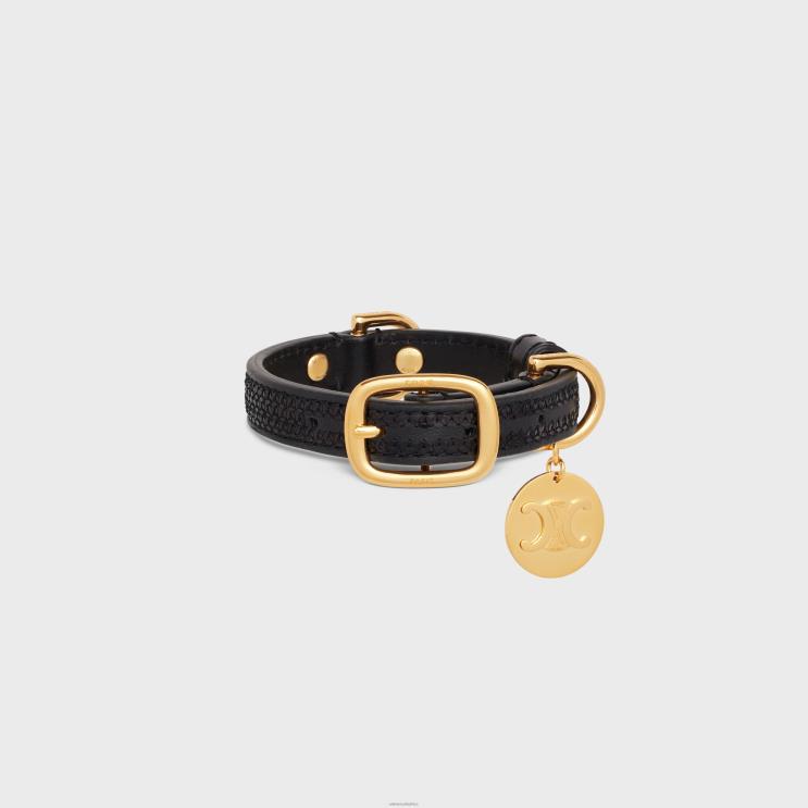 CELINE Black Nano Extra Thin Dog Collar in Sequins & Calfksin R0ZNN1720
