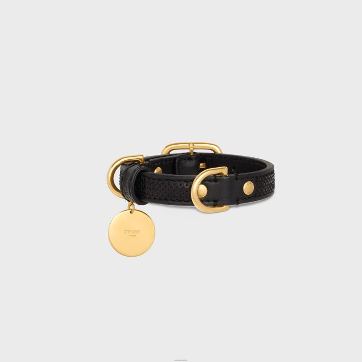 CELINE Black Nano Extra Thin Dog Collar in Sequins & Calfksin R0ZNN1720