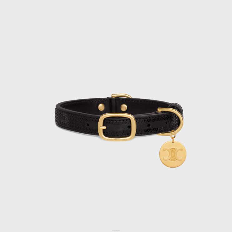 CELINE Black Small Thin Dog Collar in Sequins & Calfksin R0ZNN1721
