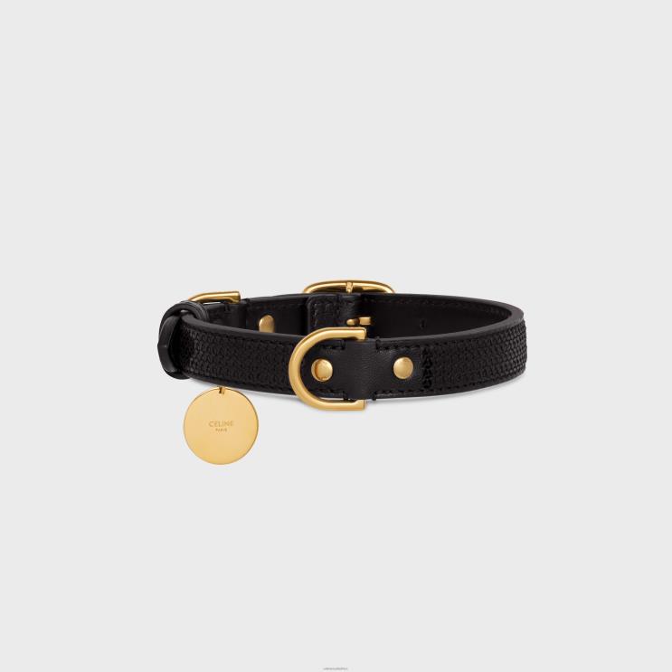 CELINE Black Small Thin Dog Collar in Sequins & Calfksin R0ZNN1721