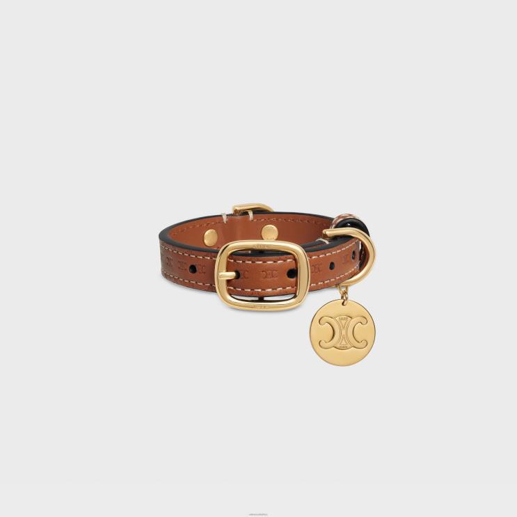 CELINE Tan Nano Extra Thin Dog Collar in Natural Calfskin With Triomphe Embossed R0ZNN1695