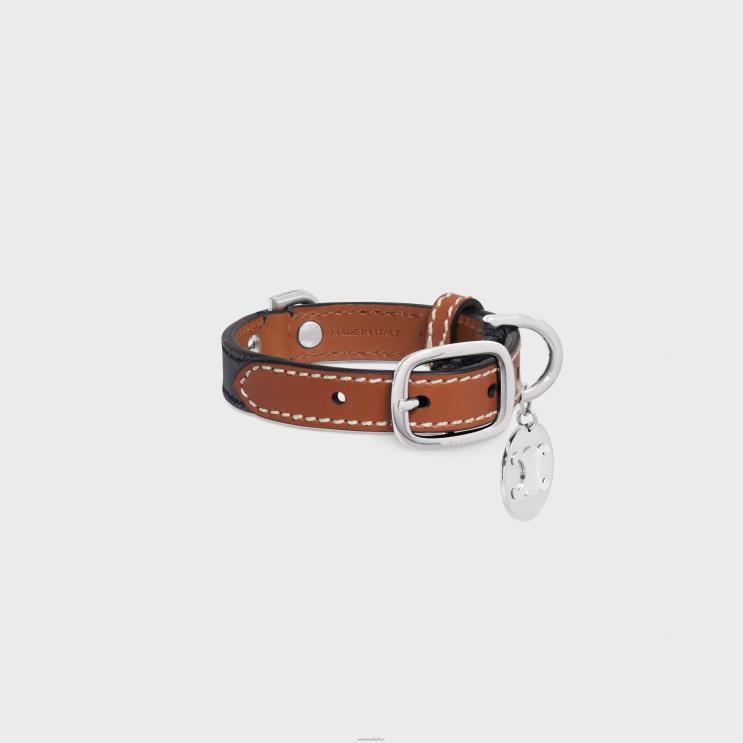 CELINE Tan Nano Extra Thin Dog Collar in Triomphe Canvas & Calfskin R0ZNN1764