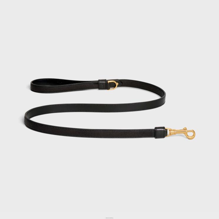CELINE Black Thin Dog Leash in Sequins & Calfskin R0ZNN1722