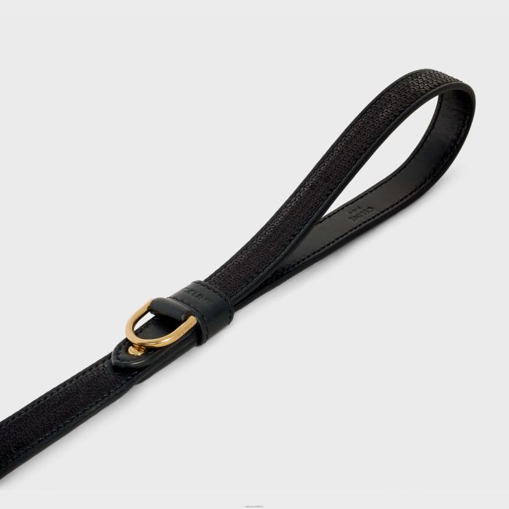 CELINE Black Thin Dog Leash in Sequins & Calfskin R0ZNN1722