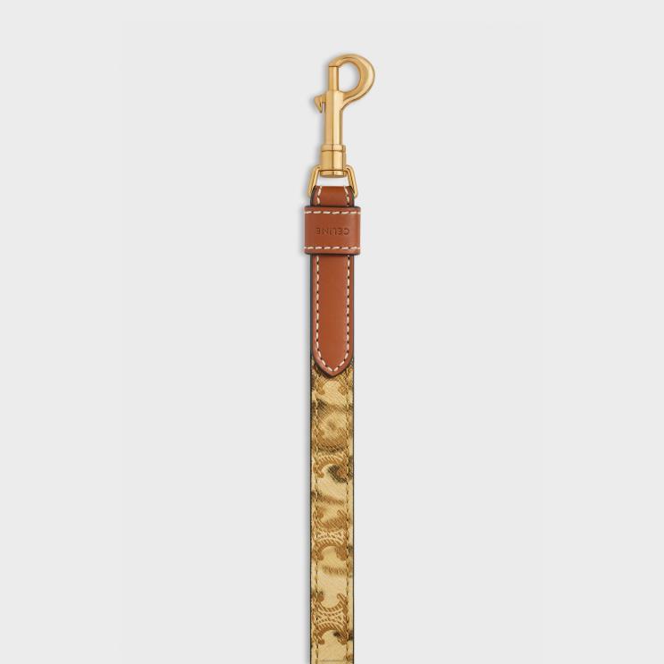 CELINE Leopard Thin Dog Leash in Triomphe Canvas With Print & Calfskin R0ZNN1713