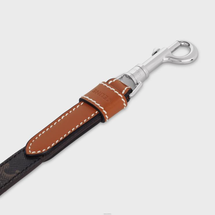 CELINE Tan Adjustable Dog Leash in Triomphe Canvas & Calfskin R0ZNN1769