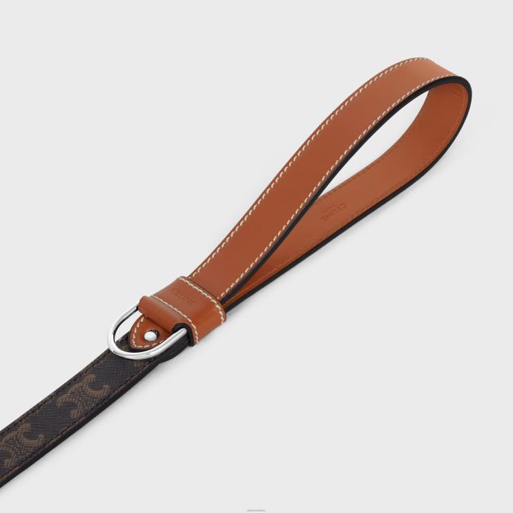CELINE Tan Wide Dog Leash in Triomphe Canvas & Calfskin R0ZNN1770