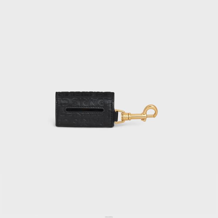 CELINE Black Dog Bags Holder in Smooth Calfskin With Embossed R0ZNN1711