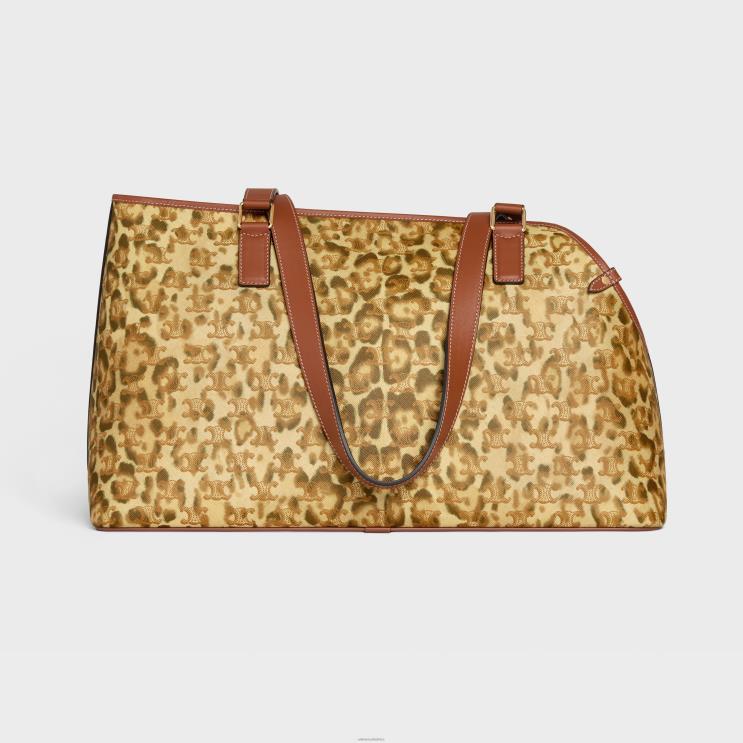 CELINE Leopard Dog Cabas in Triomphe Canvas With Print & Calfskin R0ZNN1699