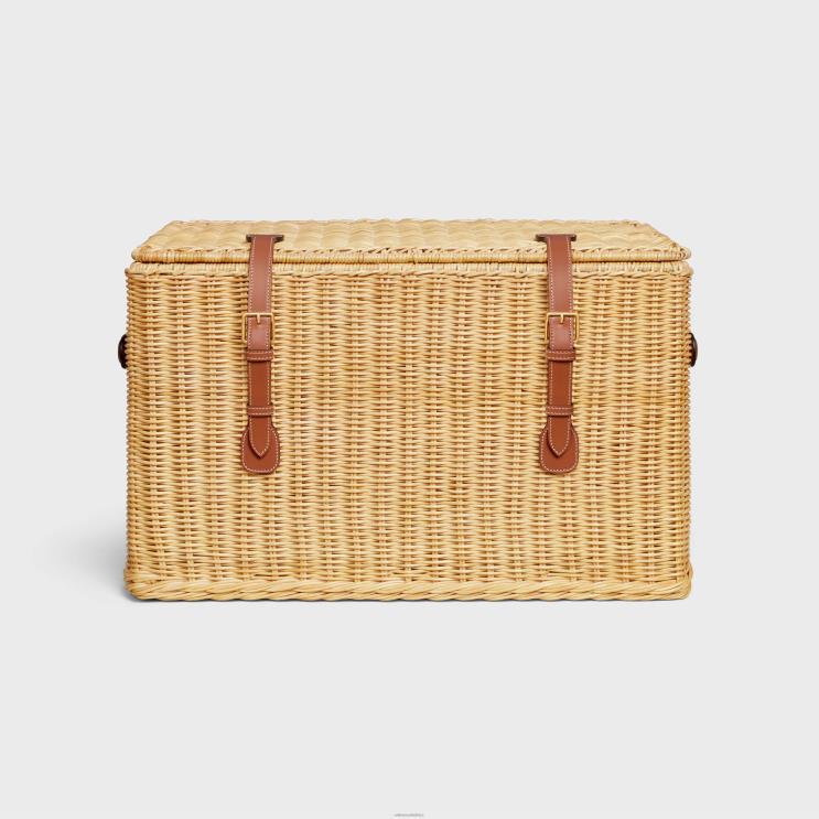 CELINE Tan Dog Toys Box in Rattan & Calfskin R0ZNN1773