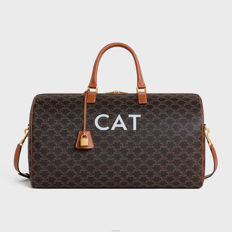 CELINE Tan Travel 50 in Triomphe Canvas With Cat Print R0ZNN1702
