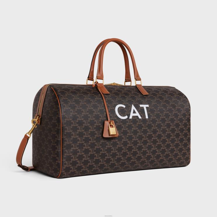 CELINE Tan Travel 50 in Triomphe Canvas With Cat Print R0ZNN1702