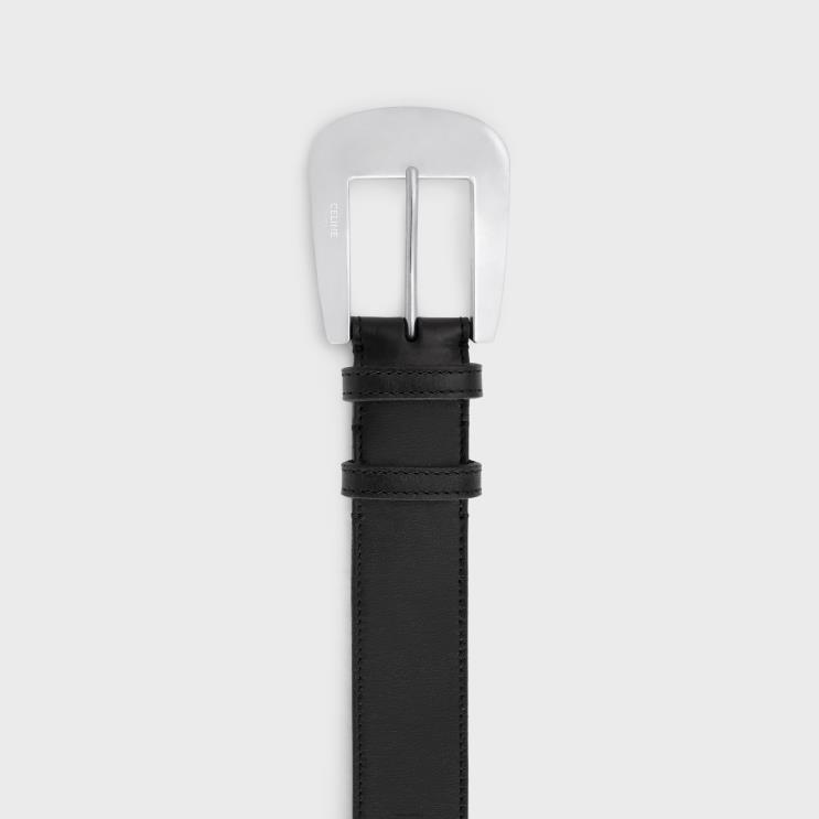 CELINE Black Large Marco Belt in Vintage Calfskin R0ZNN1016