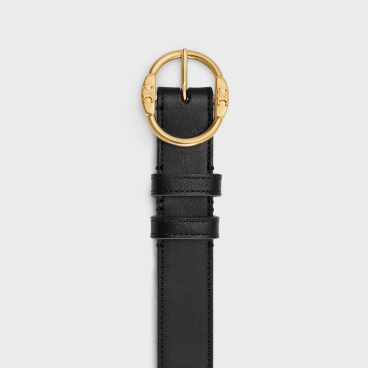 CELINE Black Medium Twin Triomphe Belt in Vintage Calfskin R0ZNN1026