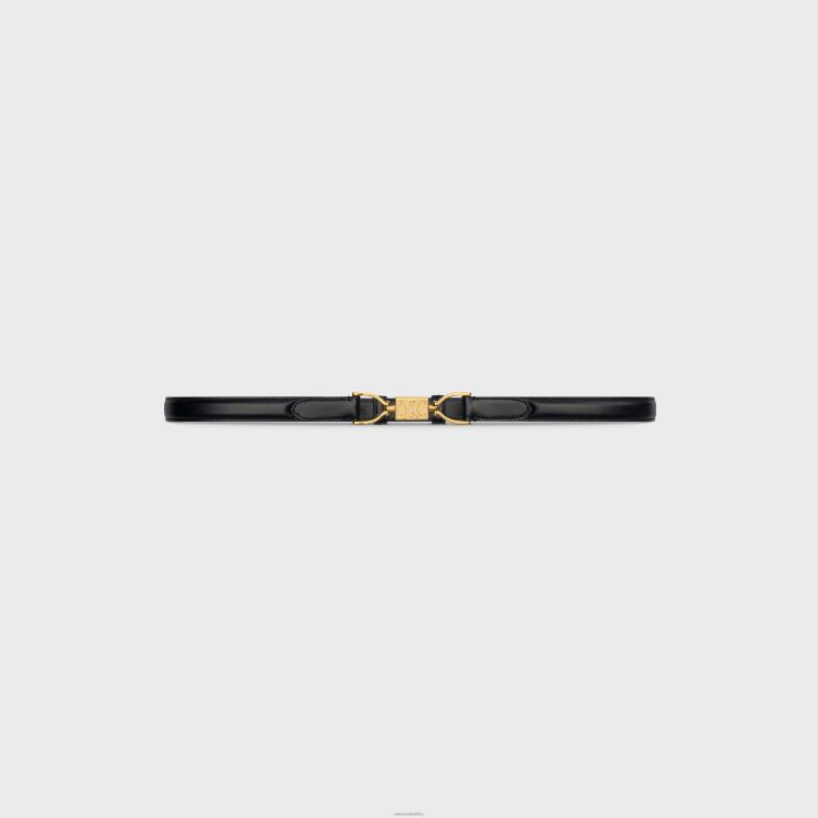 CELINE Black Small Block Triomphe Belt in Taurillon Leather R0ZNN1097