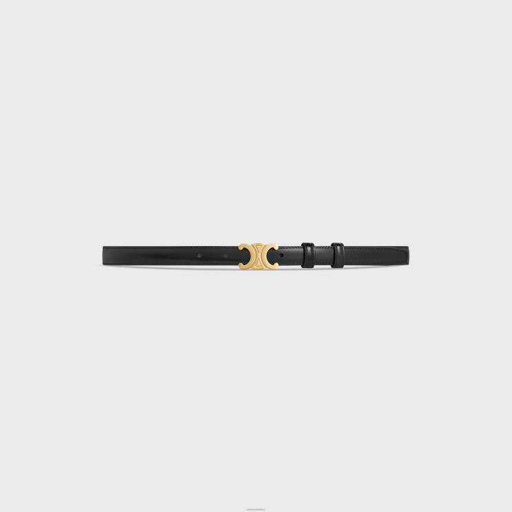 CELINE Black Small Triomphe Belt in Taurillon Leather R0ZNN1077