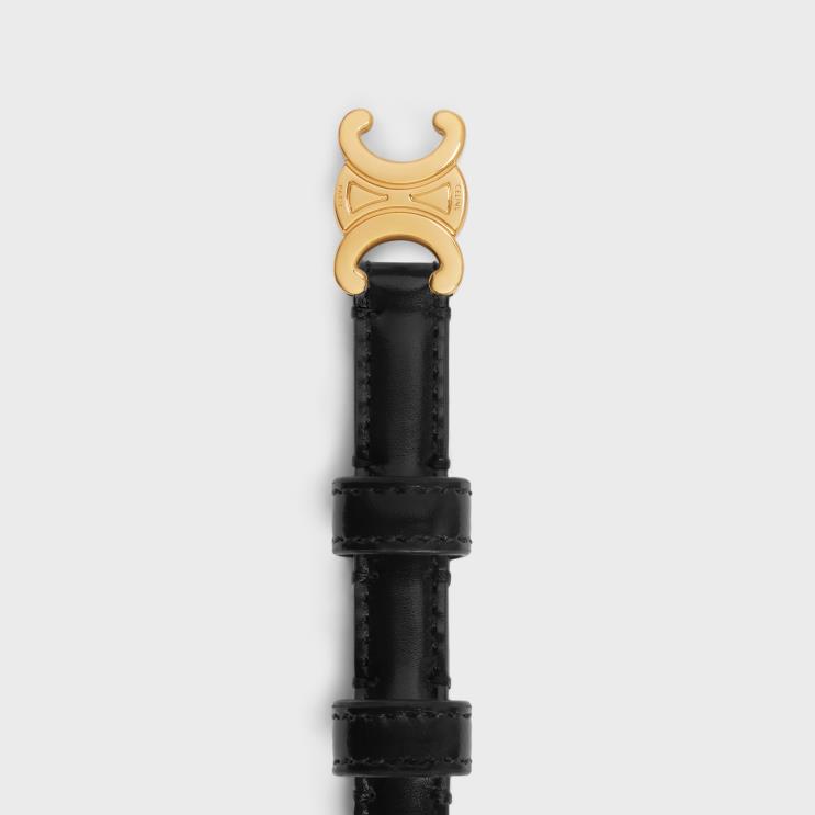 CELINE Black Teen Triomphe Belt in Taurillon Leather R0ZNN1025