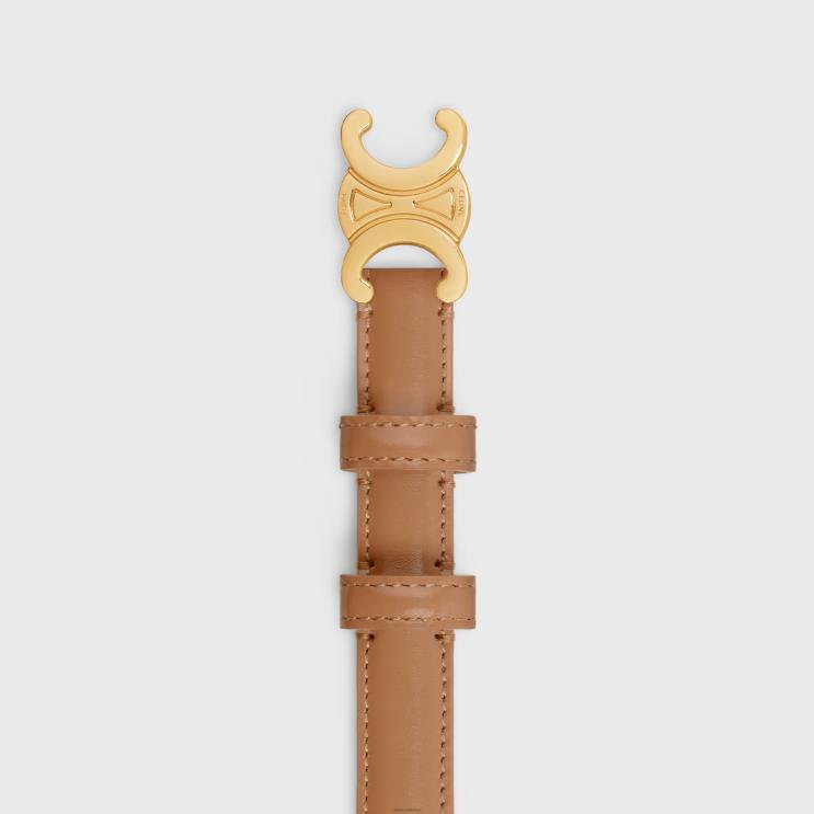 CELINE Bronze Small Triomphe Belt in Taurillon Leather R0ZNN1075