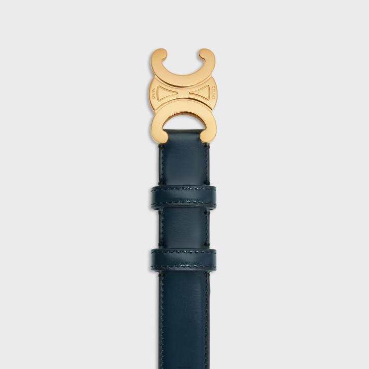 CELINE Navy Blue Medium Triomphe Belt in Taurillon Leather R0ZNN1062