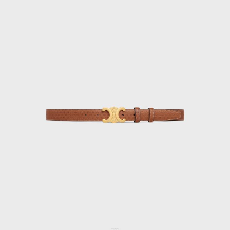 CELINE Tan Medium Triomphe Belt in Natural Calfskin With Triomphe Embossed R0ZNN1020