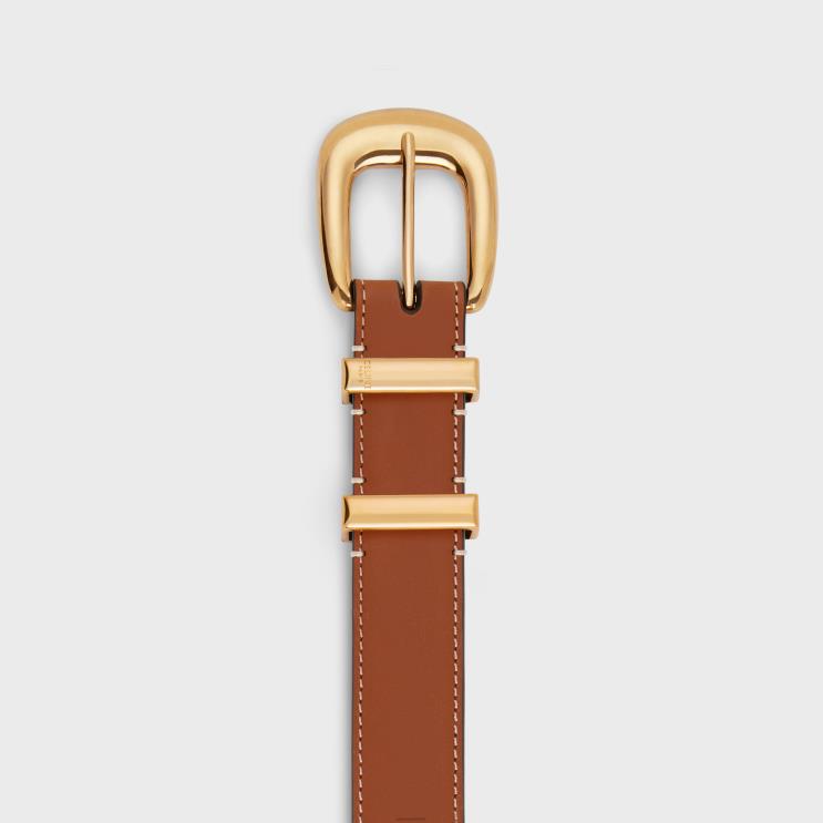 CELINE Tan Medium Western Belt in Natural Calfskin R0ZNN1086