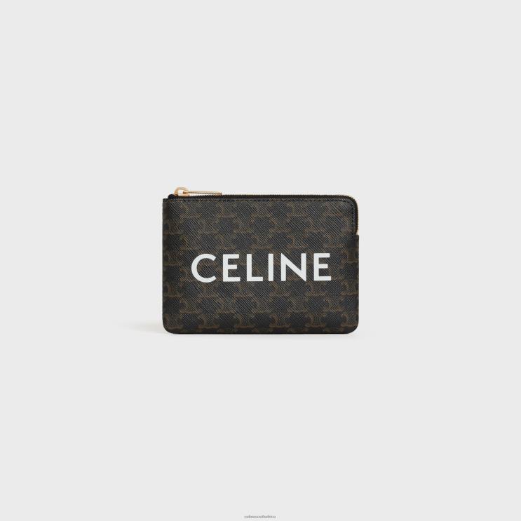 CELINE Black Coin & Card Pouch in Triomphe Canvas R0ZNN504