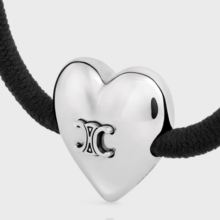 CELINE Black/Gold/Silver Coeur Triomphe Set of Elastic Bands in Brass With Gold & Rhodium Finish, Nylon & Rubber R0ZNN1055