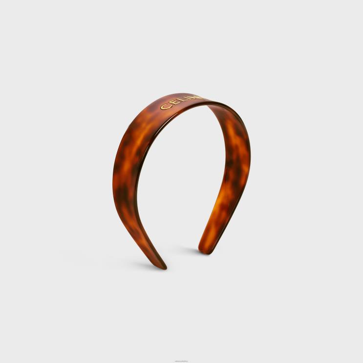 CELINE Blond Havana/Gold Hair Accessories Headband in Acetate & Steel R0ZNN1248