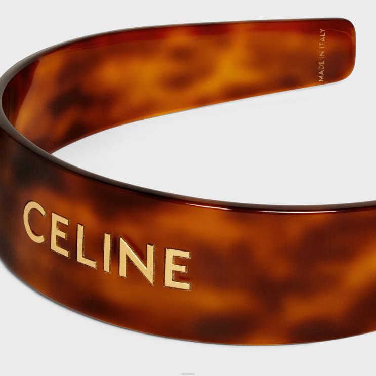 CELINE Blond Havana/Gold Hair Accessories Headband in Acetate & Steel R0ZNN1248