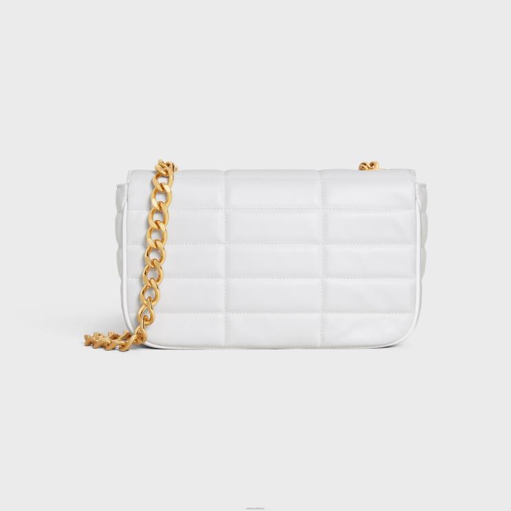 CELINE Arctic White Chain Shoulder Bag Matelasse Monochrome in Quilted Calfskin R0ZNN282
