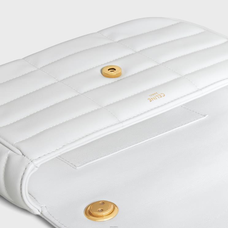 CELINE Arctic White Chain Shoulder Bag Matelasse Monochrome in Quilted Calfskin R0ZNN282