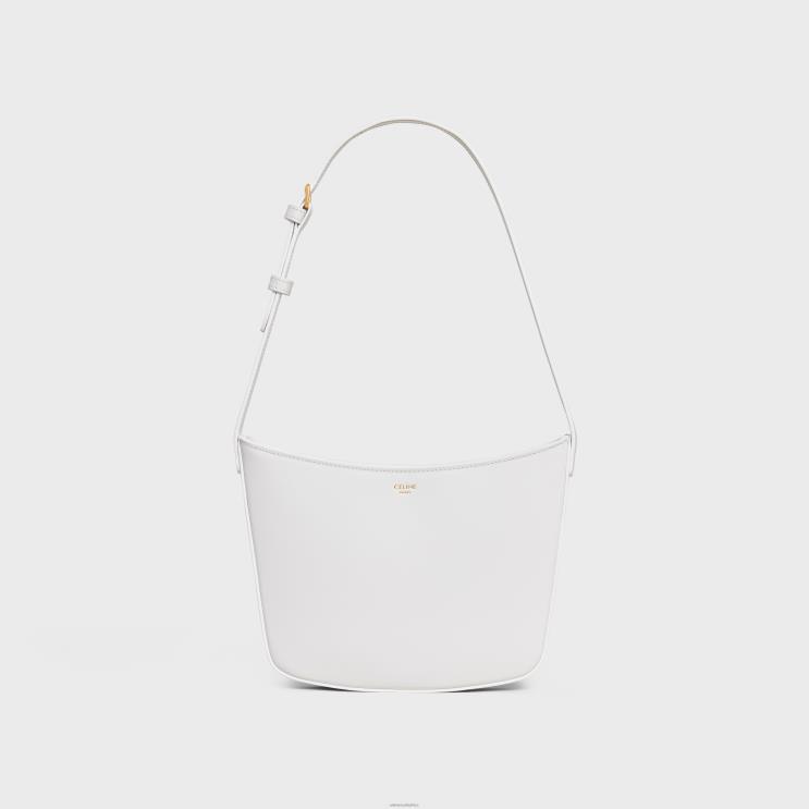 CELINE Arctic White Medium Croque Bag in Shiny Calfskin R0ZNN297