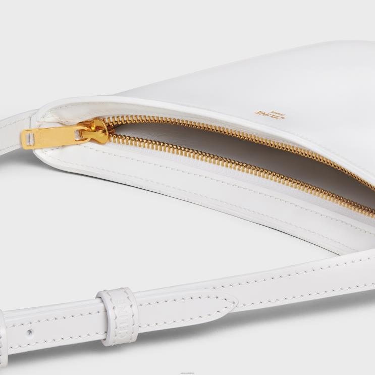 CELINE Arctic White Medium Croque Bag in Shiny Calfskin R0ZNN297