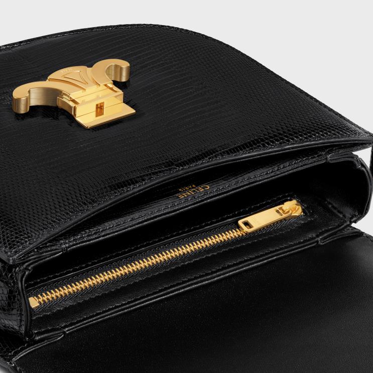 CELINE Black Besace Clea in Lizard R0ZNN176