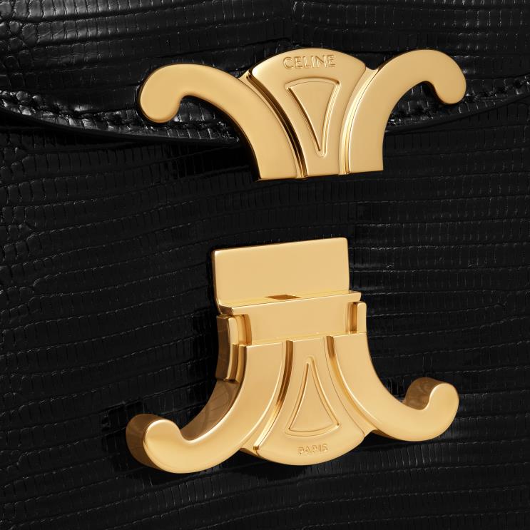 CELINE Black Besace Clea in Lizard R0ZNN176